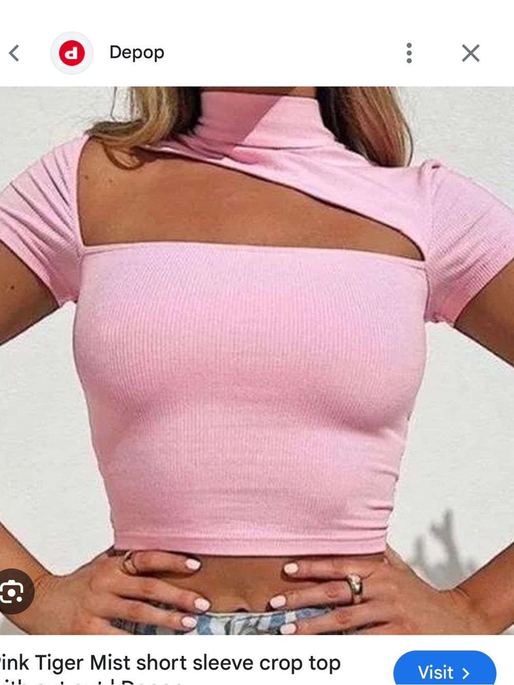Tiger Mist Light Pink Cutout Ribbed Short Sleeve Crop Top
